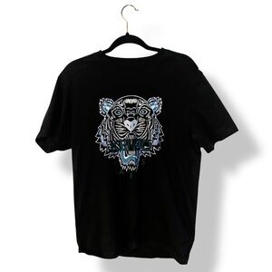 KENZO Tiger Print Black Short Sleeve Shirt Size Medium